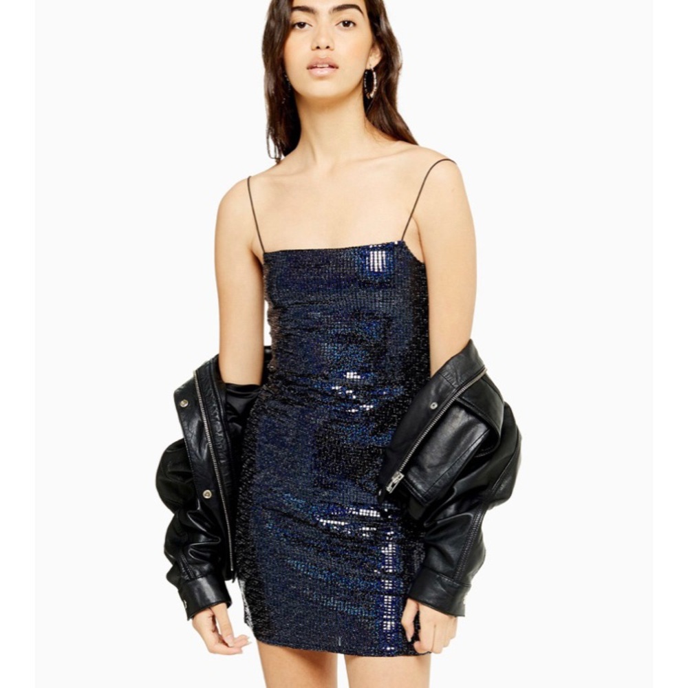 Topshop Navy Blue Holographic dress size 4